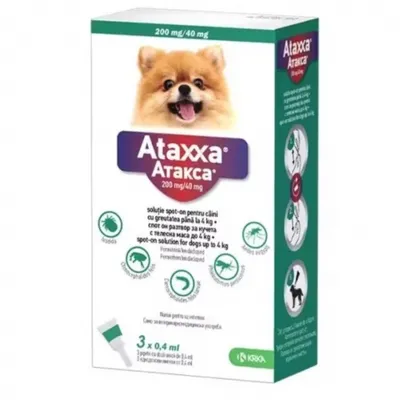 Ataxxa câini sub 4 kg, 3 pipete