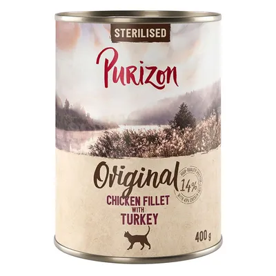 Purizon Adult 12 x 400 g - fără cereale Adult Sterilised: File de pui cu curcan