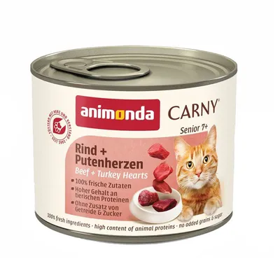 Animonda Carny Senior 12 x 200 g Vită & inimi de curcan