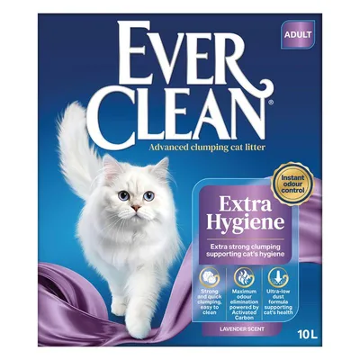 Ever Clean® Extra Hygiene Nisip care formează bulgări - Parfum de lavandă 10 l
