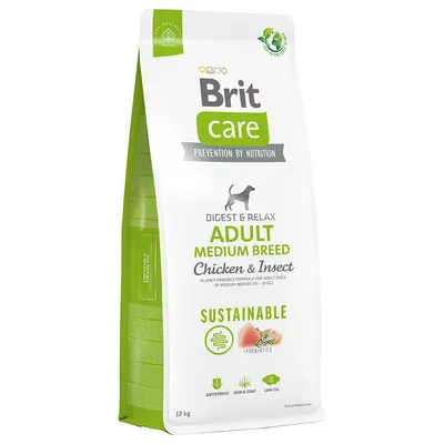 Brit Care Dog Sustainable Adult Medium Breed Pui și insecte 12 kg