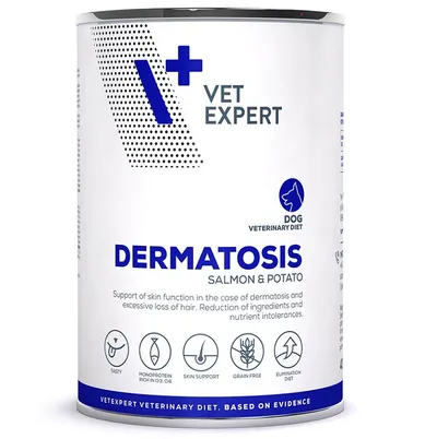 4T Veterinary Diet Dermatosis Dog Somon si Cartofi, 400 g