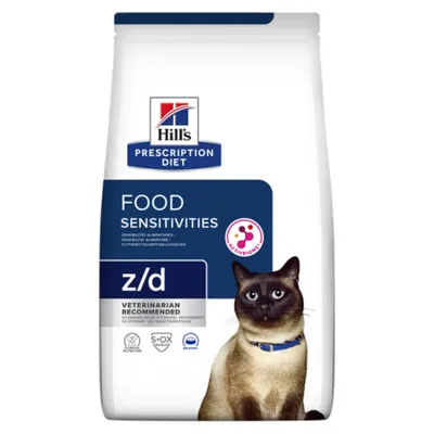 Hill's Prescription Diet z/d Food Sensitivities, dietă veterinară pisici, hrană uscată, piele & blana, sistem digestiv, 6kg