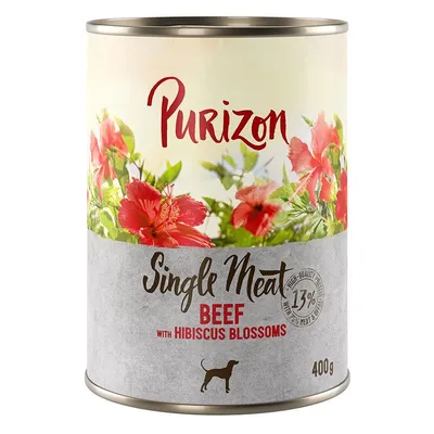 Purizon Single Meat 6 x 400 g Vită cu flori de hibiscus