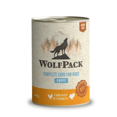 WolfPack Puppy Pui/Curcan, Hrană umedă pentru căței 400g