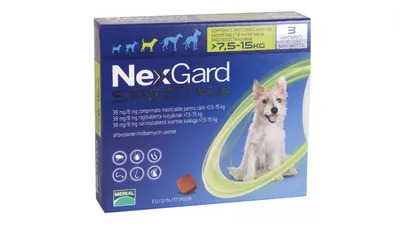 NexGard Spectra câini 7,5-15 kg, 1 tabletă