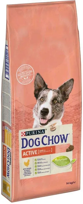 Dog Chow Hrană uscată pt câini Adult Active, cu Pui și Orez 14 kg