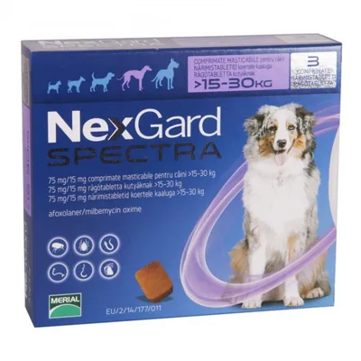 NexGard Spectra câini 15-30 kg, 3 tablete