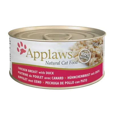 Applaws Piept, Pui și Rață, conservă hrană umedă pisici, (în supă), 70g