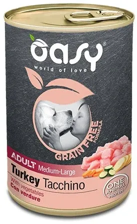 Oasy Conservă pentru câini, Medium/Large, Curcan, fără cereale 400g
