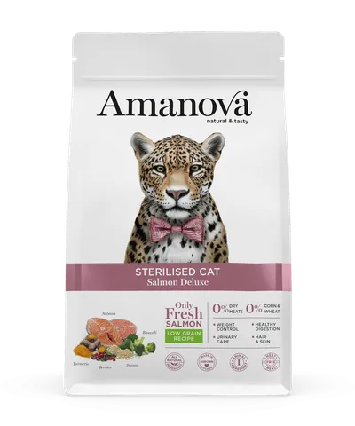 Hrană Uscată Pisică Adult, Amanova, Sterilizat, Hipoalergenic, Somon, 6kg