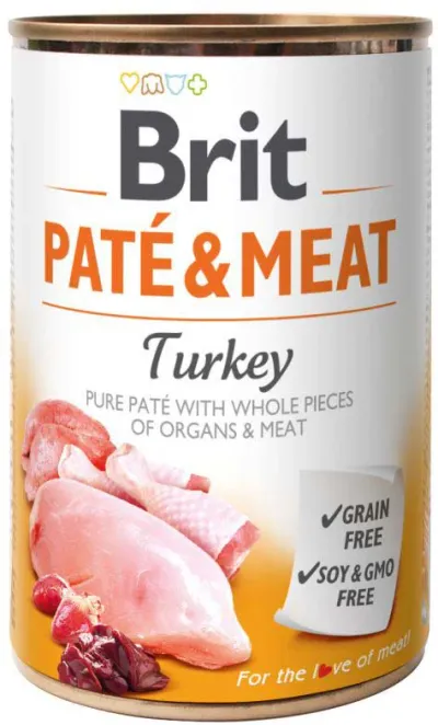 Hrană Umedă Câine Adult, Brit Pate & Meat, Curcan, 400g