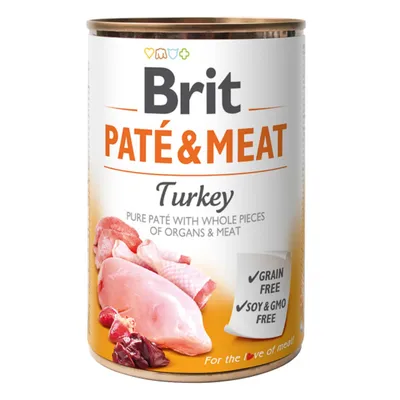 Hrană Umedă Câine Adult, Brit Pate & Meat, Curcan, 400g