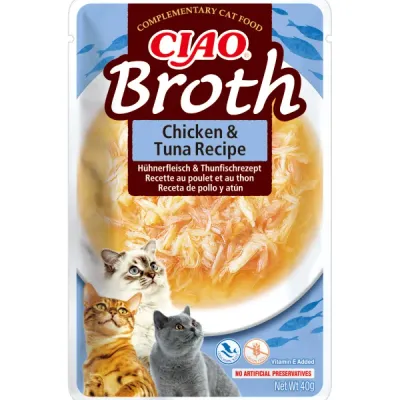 Inaba Ciao Plic hrană umedă pentru pisici, Supă cu Pui și Ton 40g