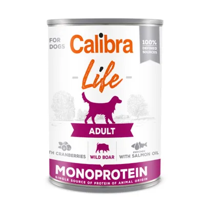Calibra Life, Xs-Xl, Mistreț și Merișoare, conservă hrană umedă monoproteică fără cereale câini, (pate), 400g