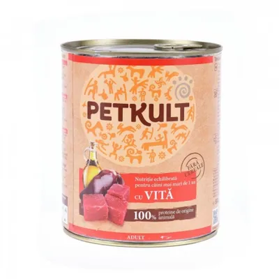 Hrana umeda Petkult Adult cu vita 800 g