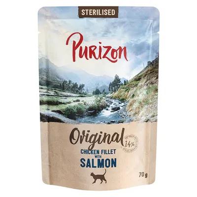 Purizon 24 x 70 g - fără cereale Adult Sterilised: File de pui cu somon