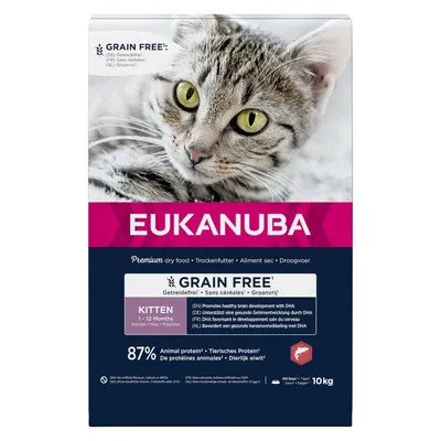 Eukanuba Grain Free Kitten bogată în somon 2 x 10 kg