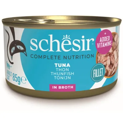 Schesir Conservă hrană completă pentru pisici, cu Ton, în supă 85g