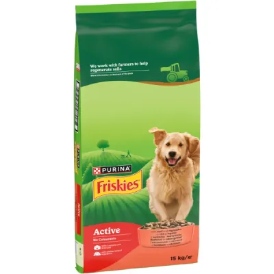 Friskies Hrană uscată Active pentru câini Adulți, cu Vită și Cereale 10 kg