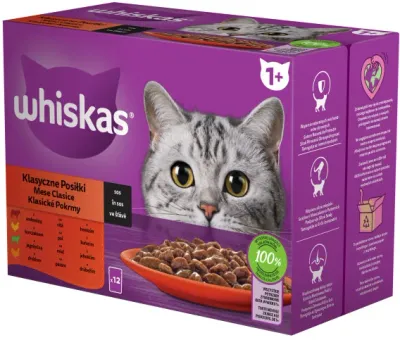 Whiskas Classic Mix plicuri pisici Adulte, cu Miel/Vita/Pui/Pasare în sos 12x85g