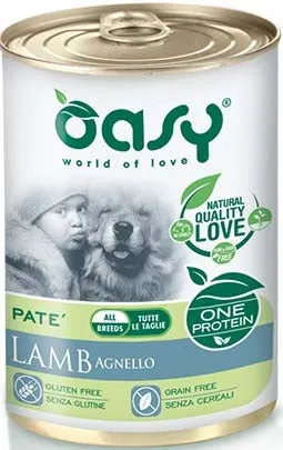 Oasy ONE Conservă monoprot. pentru câini, Ad. Medium/Large, Pate cu Miel 400g