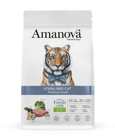 Hrană Uscată Pisică Adult, Amanova, Sterilizat, Hipoalergenic, Miel, 4kg