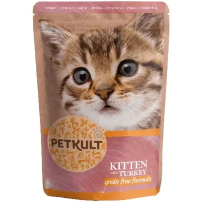Petkult Plic pentru Kitten, Curcan 100g