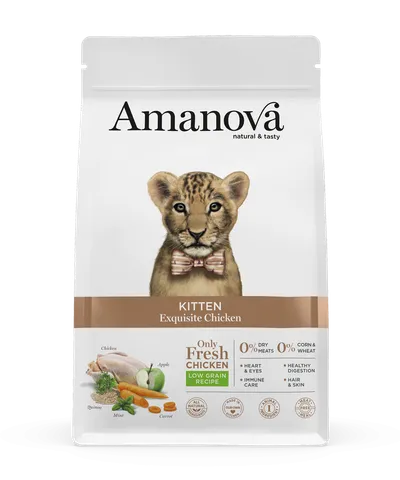 Hrană Uscată Pisică Junior, Amanova, Hipoalergenic, Pui, 1.5kg