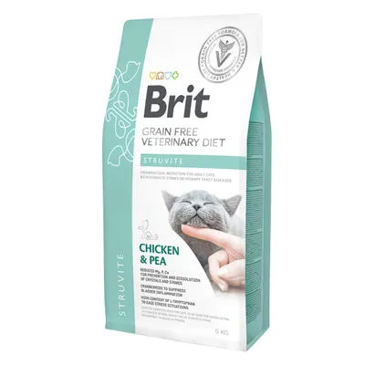 Brit VD Struvite, Pui, dietă veterinară, hrană uscată fără cereale pisici, sistem urinar, 5kg