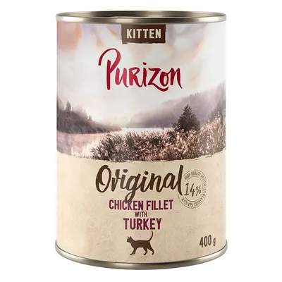 Purizon Adult 12 x 400 g - fără cereale Kitten: File de pui cu curcan