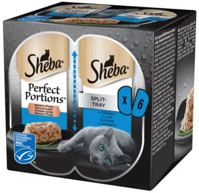 Sheba Perfect Portions hrană umedă pentru pisici adulte, cu ton 6x37,5g