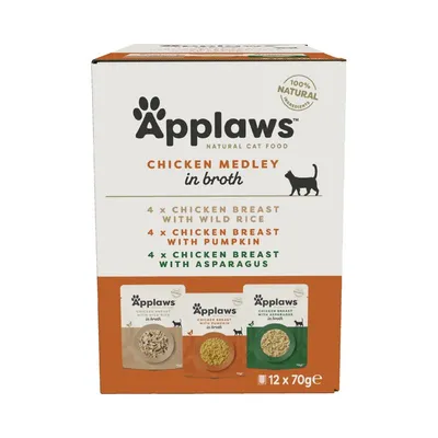 Pachet mixt Applaws Plicuri în supă 12 x 70 g Pachet mixt I Pui (3 sortimente)