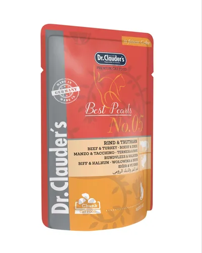 DR. Clauder's, Vită și Curcan, plic hrană umedă pisici, (în aspic), 100g
