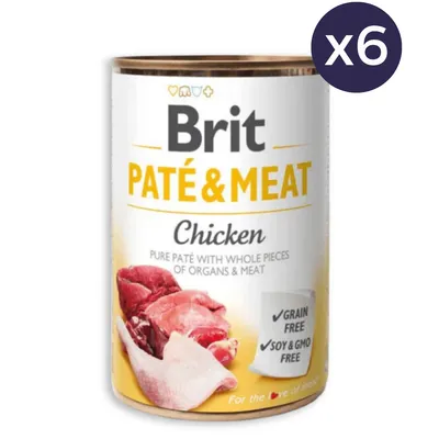 Brit Pate&Meat Chicken 6x400 g pate cu pui, hrana caine