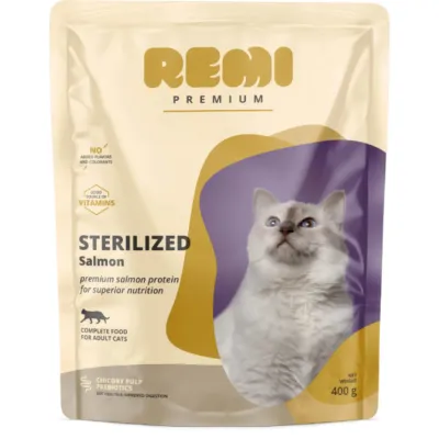 Remi Premium Hrană uscată pentru pisici sterilizate, cu Somon 400 g