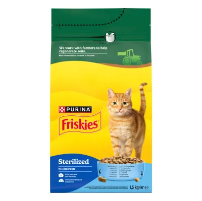 Friskies Hrană uscată pentru pisici Sterilizate, cu Somon și Legume 1,5 kg