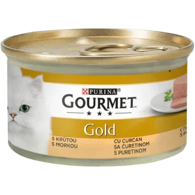 Purina Gourmet Gold Mousse, Curcan, conservă hrană umedă pisici, (pate), 85g