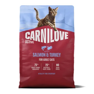 Carnilove Active Active, Somon și Curcan, hrană uscată fără cereale pisici, 2kg