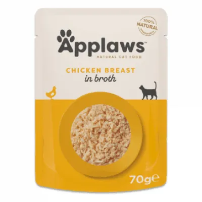 Applaws Piept, Pui, plic hrană umedă pisici, (în supă), 70g