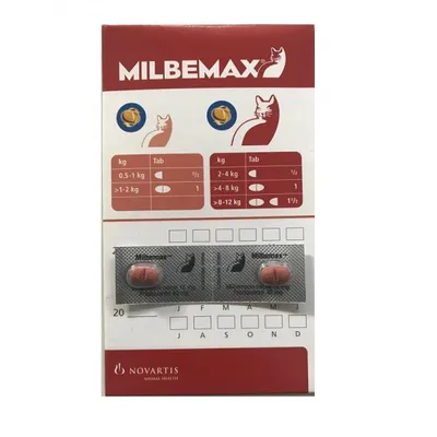 Milbemax pisici 2-8 kg, 50 tablete