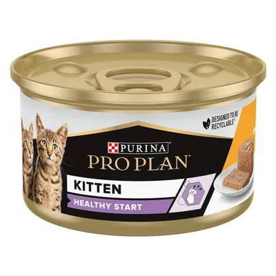 Purina Pro Plan Healthy Start Kitten, Pui, conservă hrană umedă pisici junior, (pate), 85g