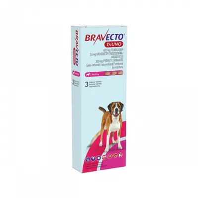 Bravecto TriUNO câini 40-60 kg, 3 tablete