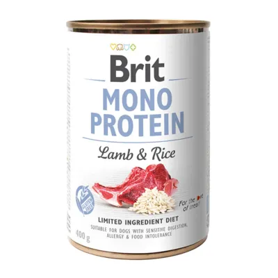 Hrană Umedă Câine Adult, Brit Mono Protein, Miel și Orez, 400g