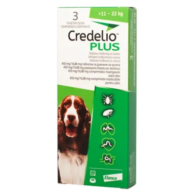Credelio Plus câini 11-22 kg, 3 tablete