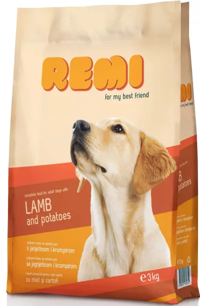 Remi hrană uscată pentru câini adulți, cu Miel și cartofi 3 kg
