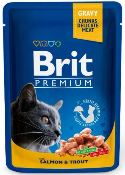 Brit Premium by Nature, Hrană Umedă Pisică Adult, Somon și Păstrăv, 100g