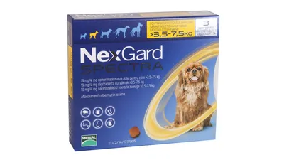 NexGard Spectra câini 3,5-7,5 kg, 3 tablete