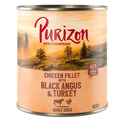 Purizon Original 12 x 800 g Adult: File de pui cu Black Angus & curcan cu cartofi dulci și merișoare