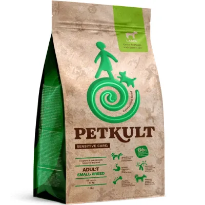 Petkult Sensitive Adult small, talie mică, Miel și orez 1 kg